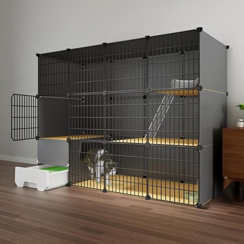 Katzenkäfig, Katzenbett, Katzengehege für den Innenbereich, DIY-Katzenzaun Catio, Abnehmbarer Katzenzaun aus Metalldraht, großer Auslaufbereich, ideal für 1–2 von Generisch