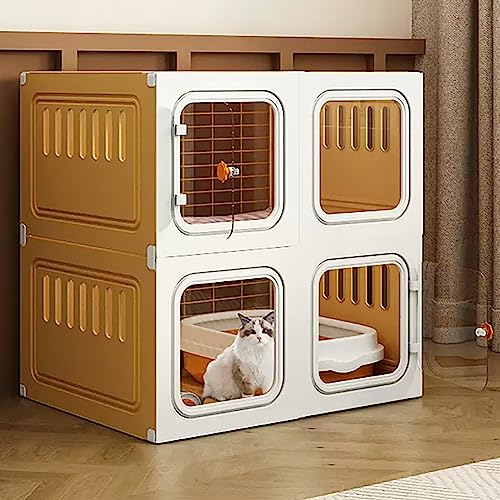 Katzenkäfig Indoor | Kleintierkäfig mit Katzenleiter, Kratzbaum und Katzenbett | Ideal für Kätzchen, Welpen, Meerschweinchen, Kaninchen | Großer Übungsplatz für 1-2 Katzen | Geeignet für Chinchillas von Generisch