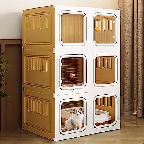 Katzenkäfig Indoor | Kleintierkäfig mit Katzenleiter, Kratzbaum und Katzenbett | Ideal für Kätzchen, Welpen, Meerschweinchen, Kaninchen | Großer Übungsplatz für 1-2 Katzen | Geeignet für Chinchillas von Generisch