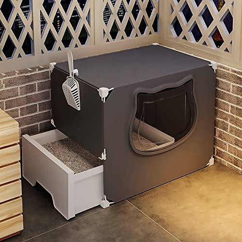 Katzenkäfig Indoor mit Katzentoilette - Mehrstöckige Plattform DIY Katzenzaun mit HD Klarem Zaun und stabilem Metallgitter - Große Spielfläche für 1-3 Katzen von Generisch