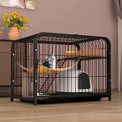 Katzenkäfig für den Innenbereich, Katzengehege, Drahtzwinger mit Katzenhängematte, Tablett, Katzentoilette, für 1–2 Katzen, Frettchen, Chinchillas, Kaninchen, Welpen, Kleintiere (F von Generisch