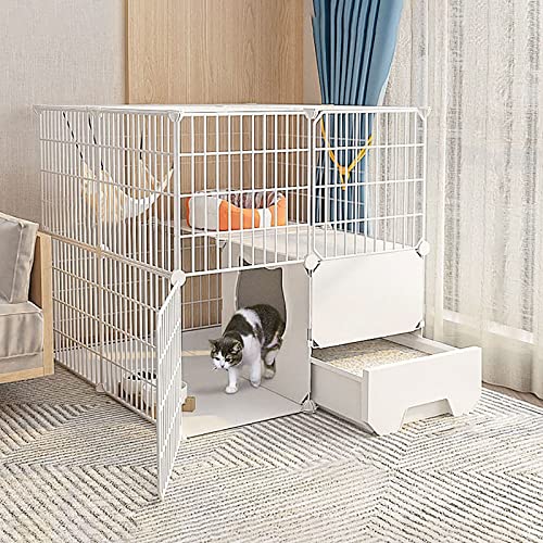 Katzenkäfig für den Innenbereich, Laufgitter für Balkon, Metalldraht, DIY-Katzenkäfig, Hundehütte für Kleintiere, Welpen, Kätzchen, Frettchen, Meerschweinchenkäfig, abnehmbares Design von Generisch