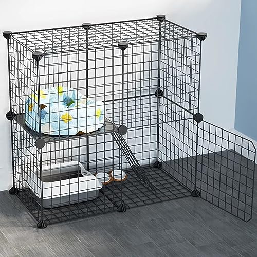 Katzenkäfig für den Innenbereich, großer Platz, Metall, doppelt, abnehmbar, DIY-Katzentransportbox für den Außenbereich, Meerschweinchenkäfig, Übungsplatz für Haustiere, Katzenzaun von Generisch