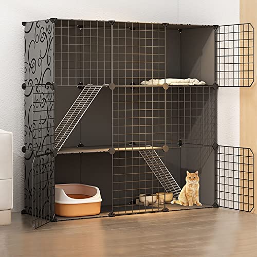 Katzenkäfige Indoor Großes Katzengehege Katzengehege Katzenschrank Katzenhaus Halbgeschlossener DIY-Katzenkäfig Indoor-Haustiergehege mit Katzennest + a von Generisch