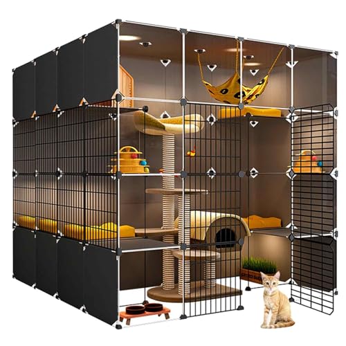 Katzenkäfige Indoor XL, XXL, Katzenbett für den Innenbereich, große Katzentoilette von Boxniture, Katzenbett, transparentes Design, doppellagige Gewichtsplattform, einfach zu Monti von Generisch