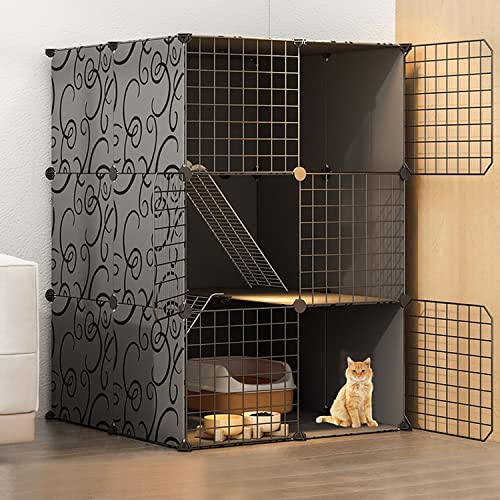 Katzenkäfige für den Innenbereich, großes Katzengehege, Katzenschrank, Katzenaufbewahrungsbox, halbgeschlossener Katzenkäfig, DIY-Katzengehege, Haustierzaun für den Innenbereich mi von Generisch