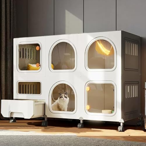 Katzenkäfige mit Rädern, mehrstöckiges Laufgitter für den Innenbereich mit abnehmbarer Katzentoilette, großes zusammenklappbares Metalldraht-Gehege für Haustiere Katzenkäfige mit Rädern, mehrstöckiges Laufgitter für den Innenbereich mit abnehmbarer Katzentoilette, großes zusammenklappbares Metalldraht-Gehege für Haustiere von Generisch