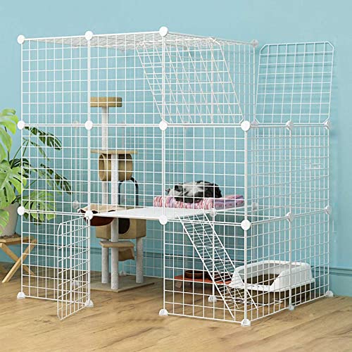 Katzenkäfiggehege aus Metall für 1-4 Katzen, idealer Indoor/Outdoor-Zaun für Welpen, Kaninchen, Kätzchen, DIY geschlossener Katzenlaufstall von Generisch