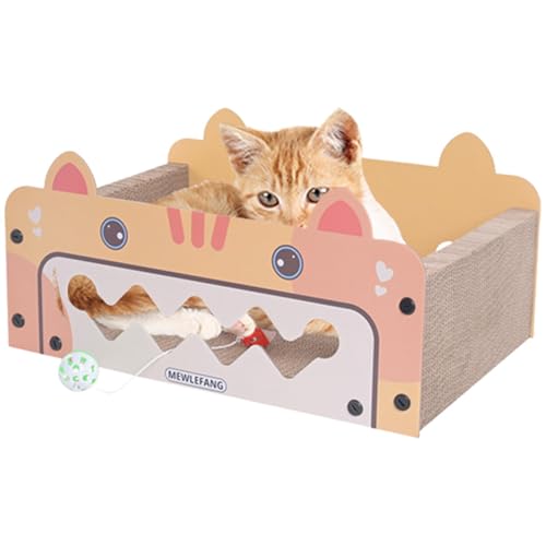 Katzenkratzer, Kratzmatte, Haustier-Kratzlounge, Katzenkratzhaus, großes Karton-Katzenbett mit Kratzpads für Katzen und Kleintiere, 19 x 29 x 20 cm, gemütlicher Lounge- und Spielplatz von Generisch