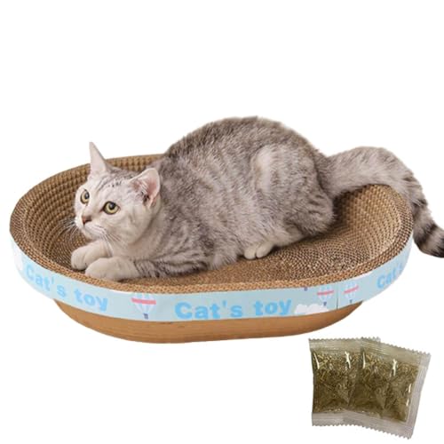 Katzenkratzer -Karton, Katzenkratzer Oval Board,Ovales Scratch Lounge Bett - Wear-resistente Haustierspielzeug, Kätzchenkratzer mit Katzenminze für kleine, mittelgroße, große Katzen von Generisch