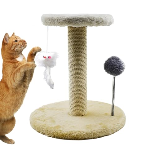 Katzenkratzturm | Großer Katzenkratzbaum - Katzenkratzspielzeug mit Feder und Federball, Kätzchen Haustier Aktivitätsbaum, Katzenbäume und Türme, für Indoor-Großkatzen von Generisch