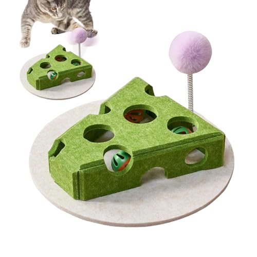 Katzenleckerli Puzzle,Käse Design Katzenspielzeug Futterautomat - mit Spielangel Glöckchen Futterlabyrinth für Katzenwelpen und Erwachsene Katzen Katzenleckerli Puzzle,Käse Design Katzenspielzeug Futterautomat - mit Spielangel Glöckchen Futterlabyrinth für Katzenwelpen und Erwachsene Katzen von Generisch