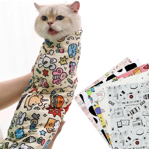 Katzenpflegetuch,Cat Grooming Wrap, Katzentuch zur Fellpflege, Katzenwickeltuch zur Fellpflege, Katzenkrallenpflegetuch, Katzenpflegetuch aus Stoff, Katzenfessel zum Krallenschneiden (Zufällige-M) von Generisch