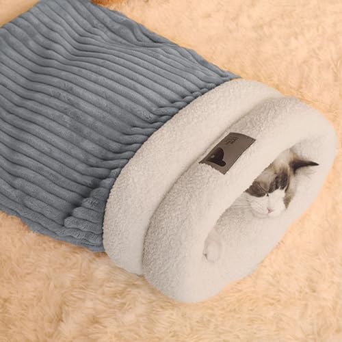 Katzenschlafsack Cat Sleeping Bag Comfortable Katzen Schlafsack Soft Schlafsack für Katzen Cat Winter Sleeping Bag Katzen Kuschelhöhle Aus Fleece für den Innenbereich für Winter von Generisch