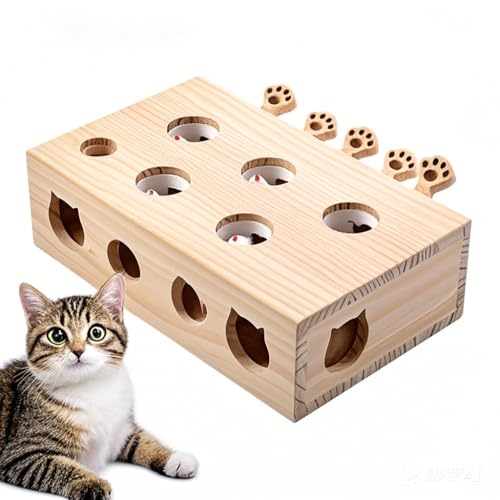 Interaktives Katzenspielzeug | Katzenspielzeug Aus Holz | Lustiges Whack Mole Game Interaktives Katzenspielzeug | Katze PopUp Spielzeug | Gopher 3in 1 Katzenkratzbrett Und Spielzeug von Generisch