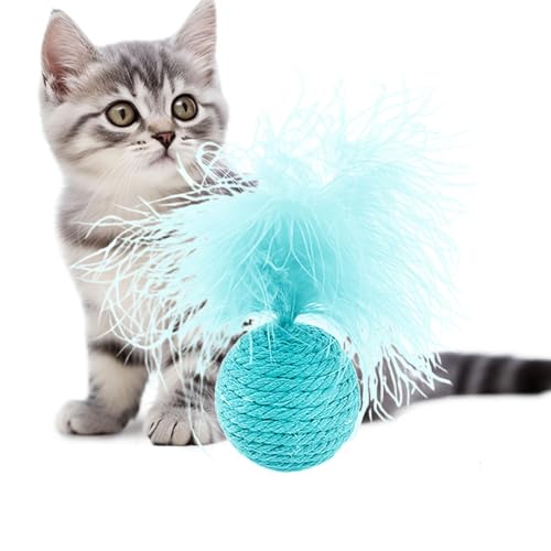 Katzenspielzeug-Ball mit Feder – Interaktives Kätzchenspielzeug, Katzenspielzeug, Bälle mit Federn für interaktives Kätzchen, Katzen, drinnen und draußen, Spielaktivitätstraining Katzenspielzeug-Ball mit Feder – Interaktives Kätzchenspielzeug, Katzenspielzeug, Bälle mit Federn für interaktives Kätzchen, Katzen, drinnen und draußen, Spielaktivitätstraining von Generisch