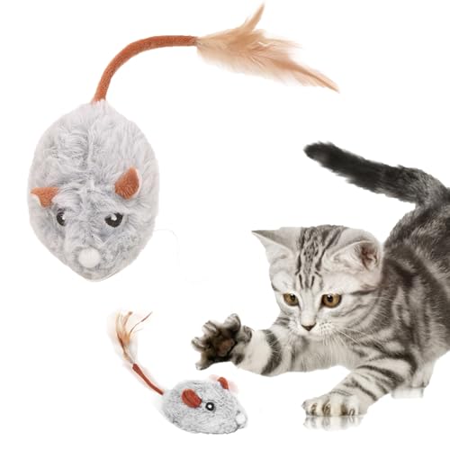 Katzenspielzeug Elektrisch Spielmaus, Interaktive Katzenspielzeug Maus, Neu Katzenspielzeug Maus Elektrisch mit USB, Elektrisch Katzenspielzeug Maus mit Federschwanz (Grau) von Generisch