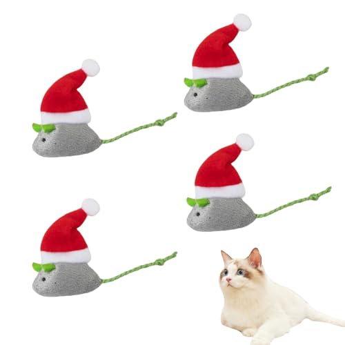 Katzenspielzeug Mäuse,Katzen-Weihnachtsspielzeug, Weihnachtsmann Katzenspielzeug Katzenminze Weihnachtsspielzeug, Weihnachtliches Katzenspielzeug mit Katzenminze für die Interaktion im Innenbereich, m von Generisch