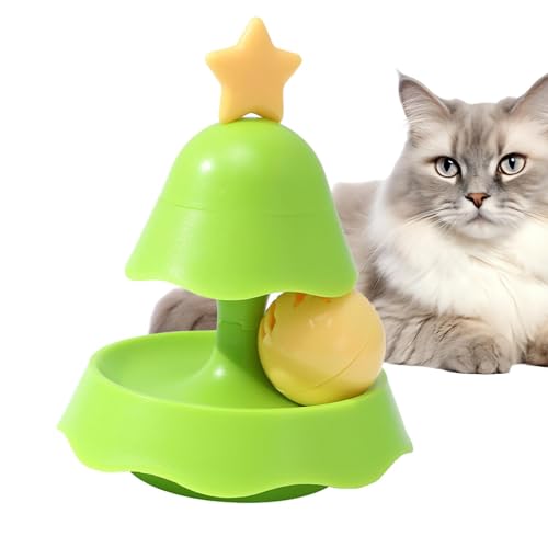 Katzenspielzeug-Roller, Drehteller-Katzenspielzeugbälle, Katzen-Teaser-Spielzeug, Weihnachtsbaum-Katzen-Drehteller-Kugeln, Interaktives Katzenminze-Spielzeug, 2-lagiges Katzen-Rollspielzeug für mittel von Generisch