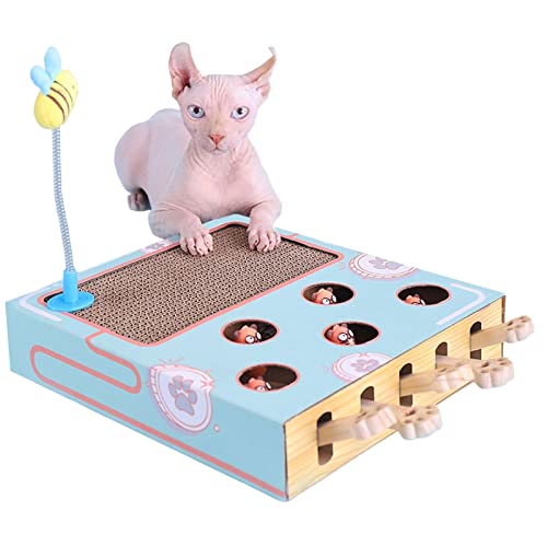 Katzenspielzeug zur Bereicherung für Hauskatzen, 3-in-1-Katzenkratzer, Katzen-Enrichment-Spielzeug, Fang-Mäuse-Spiel, Katzen-Puzzle-Spielzeug, lustiges Kätzchen-Spielzeug mit Frühlings-Plüschtieren von Generisch