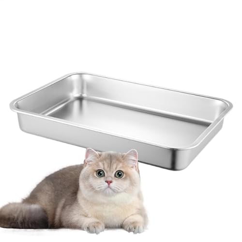 Katzentoiletten, Katzentoiletten - Katzentoilette aus Metall,Katzenkotbox aus Edelstahl, spritzwassergeschützte und antihaftbeschichtete Katzentoiletten für große und kleine Katzen, Kaninchen von Generisch