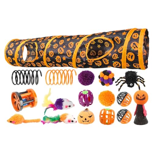 Katzentunnel mit Spielzeug,Katzenspieltunnel, Peekaboo Katzenhöhle Halloween-Themen-Katzenröhren, Aktivitätscenter mit Kürbismuster für Kleintiere, Kätzchen und Katzen Katzentunnel mit Spielzeug,Katzenspieltunnel, Peekaboo Katzenhöhle Halloween-Themen-Katzenröhren, Aktivitätscenter mit Kürbismuster für Kleintiere, Kätzchen und Katzen von Generisch