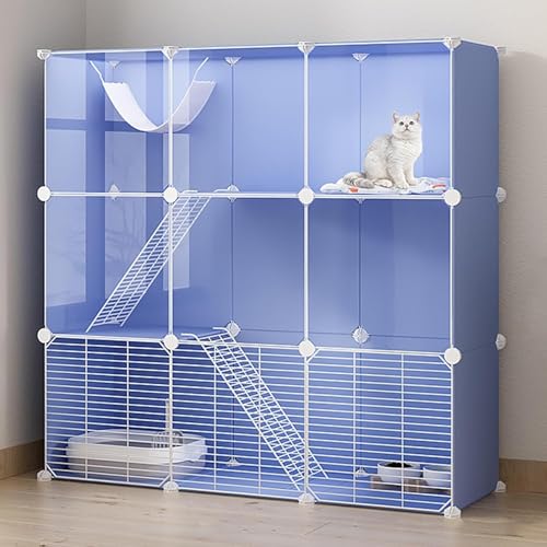 Katzenvilla DIY Indoor Pet Home mit Plattformen | Outdoor Katzengehege Kätzchen Käfig für Indoor-Katzen | Abnehmbare Metallhütte Box Haus für Indoor-Katzen von Generisch