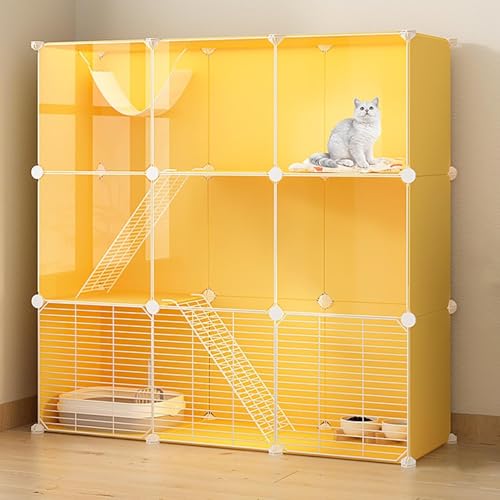 Katzenvilla DIY Indoor Pet Home mit Plattformen | Outdoor Katzengehege Kätzchen Käfig für Indoor-Katzen | Abnehmbare Metallhütte Box Haus für Indoor-Katzen von Generisch