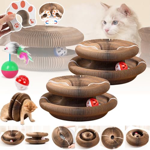 Katzenwirbel, Katzen Wirbel Spielzeug, Katzen Wirbel, Magic Organ Cat Scratching Board, Kitten Scratching Board for Young Cats, Scratching Pad with Ball, Cat Toy, Intelligence Toy (2pcs) von Generisch