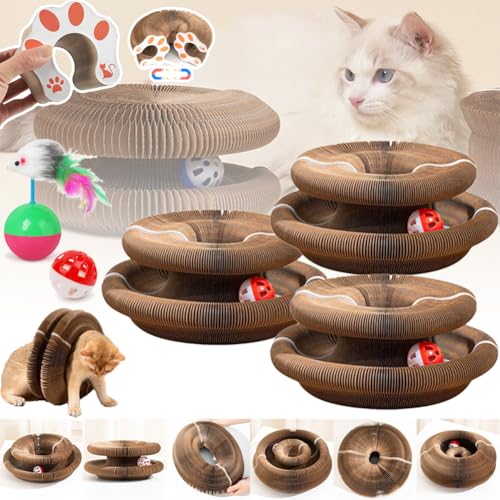 Katzenwirbel, Katzen Wirbel Spielzeug, Katzen Wirbel, Magic Organ Cat Scratching Board, Kitten Scratching Board for Young Cats, Scratching Pad with Ball, Cat Toy, Intelligence Toy (3pcs) von Generisch