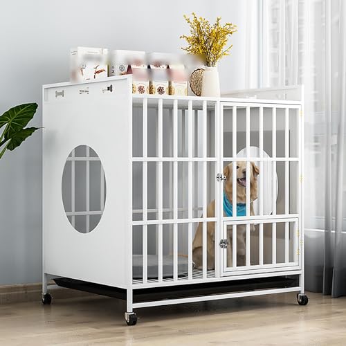 Kaufeste 2-in-1-Hundekäfig-Möbel mit Rollen | Dekoratives Haustierhaus Beistelltisch Indoor Hundehaus für kleine/mittelgroße/große Hunde von Dog Crate Furniture von Generisch