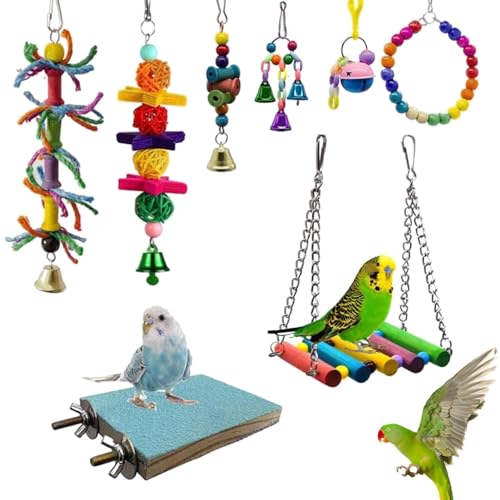 Kauspielzeug für Vögel, Spielzeug für Vögel, Sittiche, Nymphensittiche - 8-teiliges Sittich-Natürliches Nahrungssuche-Schredder-Bissspielzeug-Set | Mehrfarbiges natürliches Sittichspielzeug aus m Kauspielzeug für Vögel, Spielzeug für Vögel, Sittiche, Nymphensittiche - 8-teiliges Sittich-Natürliches Nahrungssuche-Schredder-Bissspielzeug-Set | Mehrfarbiges natürliches Sittichspielzeug aus m von Generisch