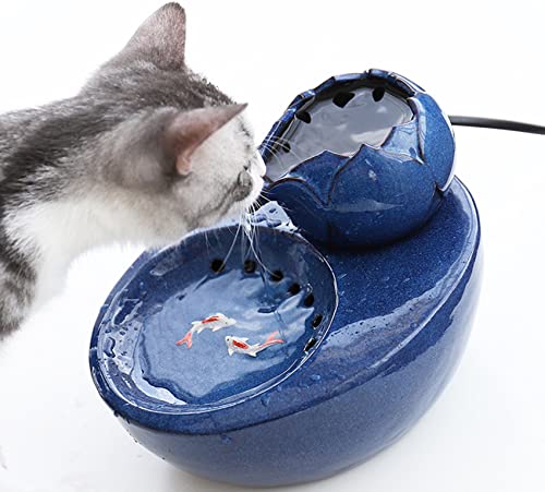 Keramik Katze Wasserbrunnen Ultra Leise Haustier Wasserspender für Katzen Zirkulierender Sauerstoff Automatischer Trinkbrunnen Leicht zu Reinigen Keramik Haustier Brunnen von Generisch