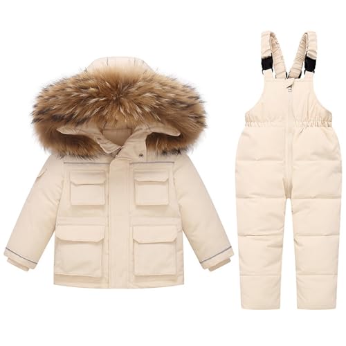 Kinder Schneeanzug Mädchen Jungen Daunenjacke Bekleidungsset Winddicht Warme Verdickte Winterjacke + Daunenhose Skianzug Atmungsaktivoutdoor Winterjacke FüR 1-6 Jahre von Generisch