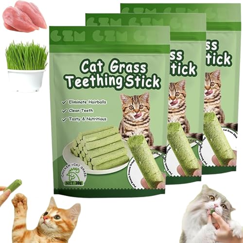 Kittygreen Sticks, Kittygreen Cat Grass Teething Sticks for Indoor Cats, Berdexa Stick, Cat Grass Chew Stick, Cat Grass Sticks for Indoor Cats, Molar Rod Cat Toy Teeth Cleaner (3Pack(18pcs)) von Generisch