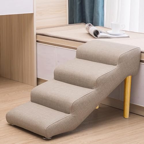 Klappbare Hundetreppe für große Hunde, Haustiertreppe für Bett, Couch, Auto, Schaumstofframpe für Katzen, Seitentürzugang, 40,6 cm hoch, Hellbraun (72 x 40 x 40 cm) von Generisch