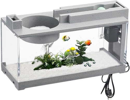 Kleines Aquarium, Desktop-Aquarium mit Filter und LED-Licht für Betta-Fische, Garnelen, Guppy, Quallen, Goldfische, Schildkröten, Raumdekoration von Generisch