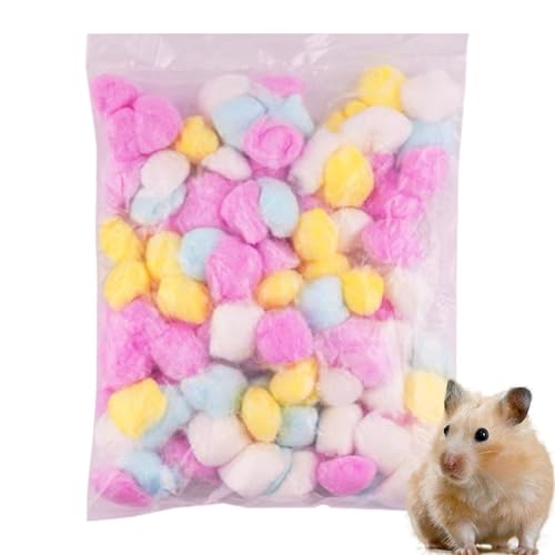 Kleintier-Bettwäsche – warme Baumwollbällchen für kleine Haustiere, Set mit 100 Wattebällchen für Hamster, Chinchilla, warme Käfig-Bettwäsche von Generisch