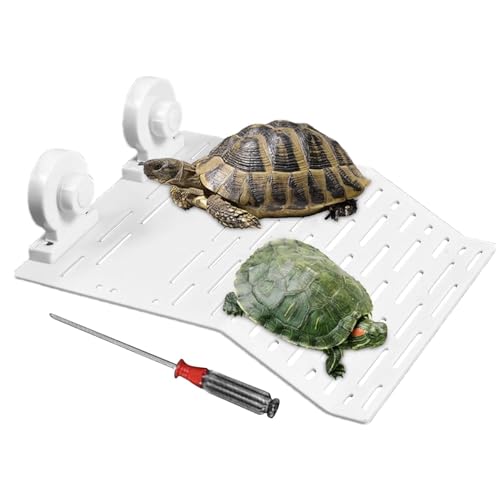 Kletterplattform für Schildkröten, Quarium-Schildkrötenzubehör, für Aquarien, Tierspüle, Ruheterrasse, verstellbare Saugnäpfe, Kletterleiter von Generisch