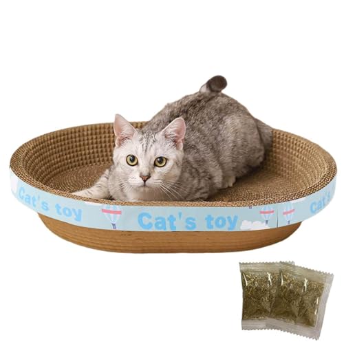 Kratzkarton für Katzen, Ovale Kratzkarte für Katzen – Basino Claw Scratch Oval – Trainingsspielzeug für Haustiere, Kratzerpakete für Kätzchen, verschleißfest, Katze von Generisch