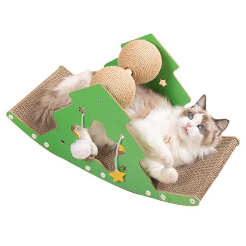 Kratzmatte für Katzen, Kratzbaum mit Holzschüttelbasis, Weihnachtsbaum-Design, Katzenkrallenschärfer, Bett, Karton, Bett, Innen, Katzenkratz-Möbelschutz, Möbelschutz von Generisch