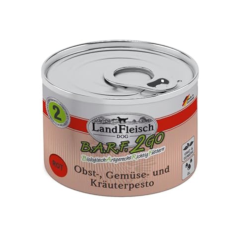 Landfleisch BARF2GO | 3 Komponenten Futter zum mischen | 100% Fleisch und Innereien | Barfen leicht gemacht Dank Single Protein (6x200g Pesto Rot) von Generisch