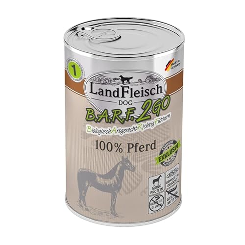 Landfleisch BARF2GO | 3 Komponenten Futter zum mischen | 100% Fleisch und Innereien | Barfen leicht gemacht Dank Single Protein (6x400g Pferd) von Generisch