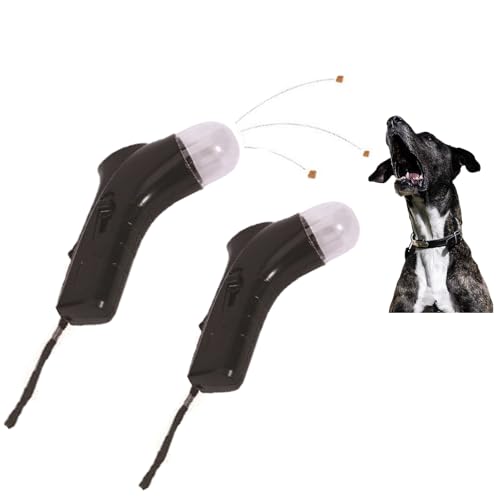 Leckerli Pistole Katze Leckerlie Werfer Lustiges Pet Treat Launcher Hundespielzeug,Cat Treat Guns Shooter, Interaktiver Trainings Leckerli Spender zum Trainieren von Aufmerksamkeit (black, 2PC) von Generisch