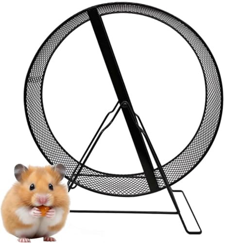 Leises Metall Laufrad Mit Ständer Mäuse Hamster Mäuserad Hamsterrad Hamsterlaufrad Hamster Laufrad Eisenrad - Laufspielzeug Für Hamster Igel Rennmäuse Mäuse Andere Kleintiere (Schwarz, L) von Generisch