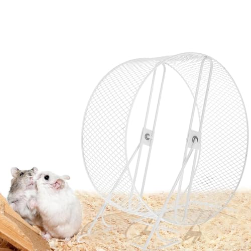 Leises Metall Laufrad Mit Ständer Mäuse Hamster Mäuserad Hamsterrad Hamsterlaufrad Hamster Laufrad Eisenrad - Laufspielzeug Für Hamster Igel Rennmäuse Mäuse Andere Kleintiere (Weiß, L) von Generisch