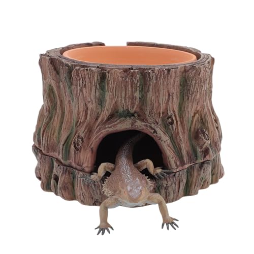 Leopard Gecko Cave, Removable Reptile Water Dish, 15.2x16.2x8.9cm/5.98x6.38x3.5 Inches Resin Tank Aquarium Cave for Home, Studio Roviding a Stress- Hiding Your Pet von Generisch