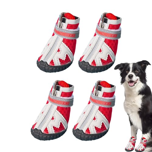 Mesh-Hundeschuhe – Hundeschuhe für den Außenbereich | 4-teilige Hundestiefel mit robuster Gummisohle | Hundeschuhe in 5 Größen verhindern ein Verrutschen | Atmungsaktive Hundeschuhe | Laufschuhe für m von Generisch