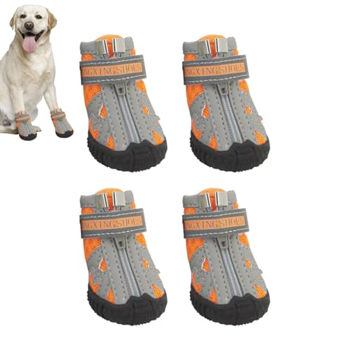 Mesh-Hundeschuhe – Hundeschuhe für den Außenbereich | 4-teilige Hundestiefel mit robuster Gummisohle | Hundeschuhe in 5 Größen verhindern ein Verrutschen | Atmungsaktive Hundeschuhe | Laufschuhe für m von Generisch