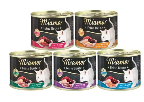 Miamor Feine Beute Mixpaket 10 x 185g | 5 garantierte Sorten | 65% Fleisch & Innereien | getreidefrei, ohne Soja & ohne künstliche Zusätze | Nassfutter für Katzen von Generisch